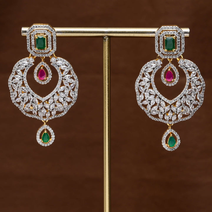 CZ Diamond Finish Chandbali Earrings