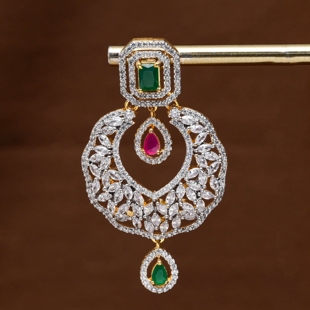 CZ Diamond Finish Chandbali Earrings