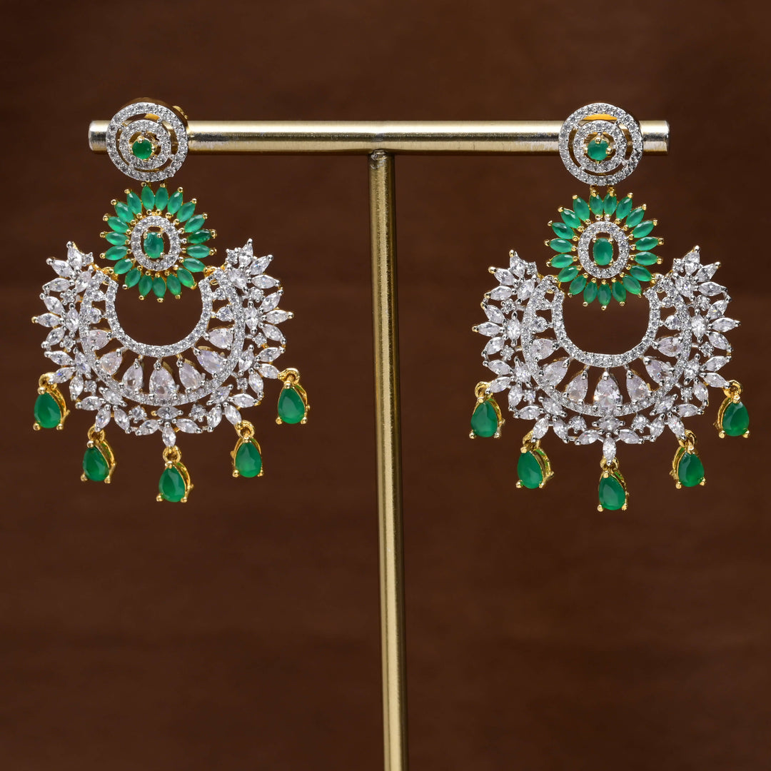 CZ Diamond Finish Chandbali Earrings