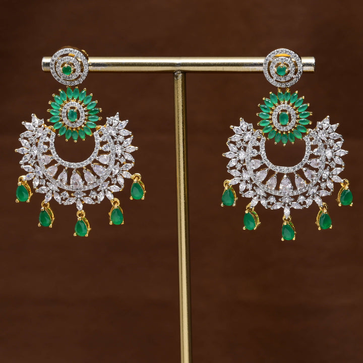 CZ Diamond Finish Chandbali Earrings