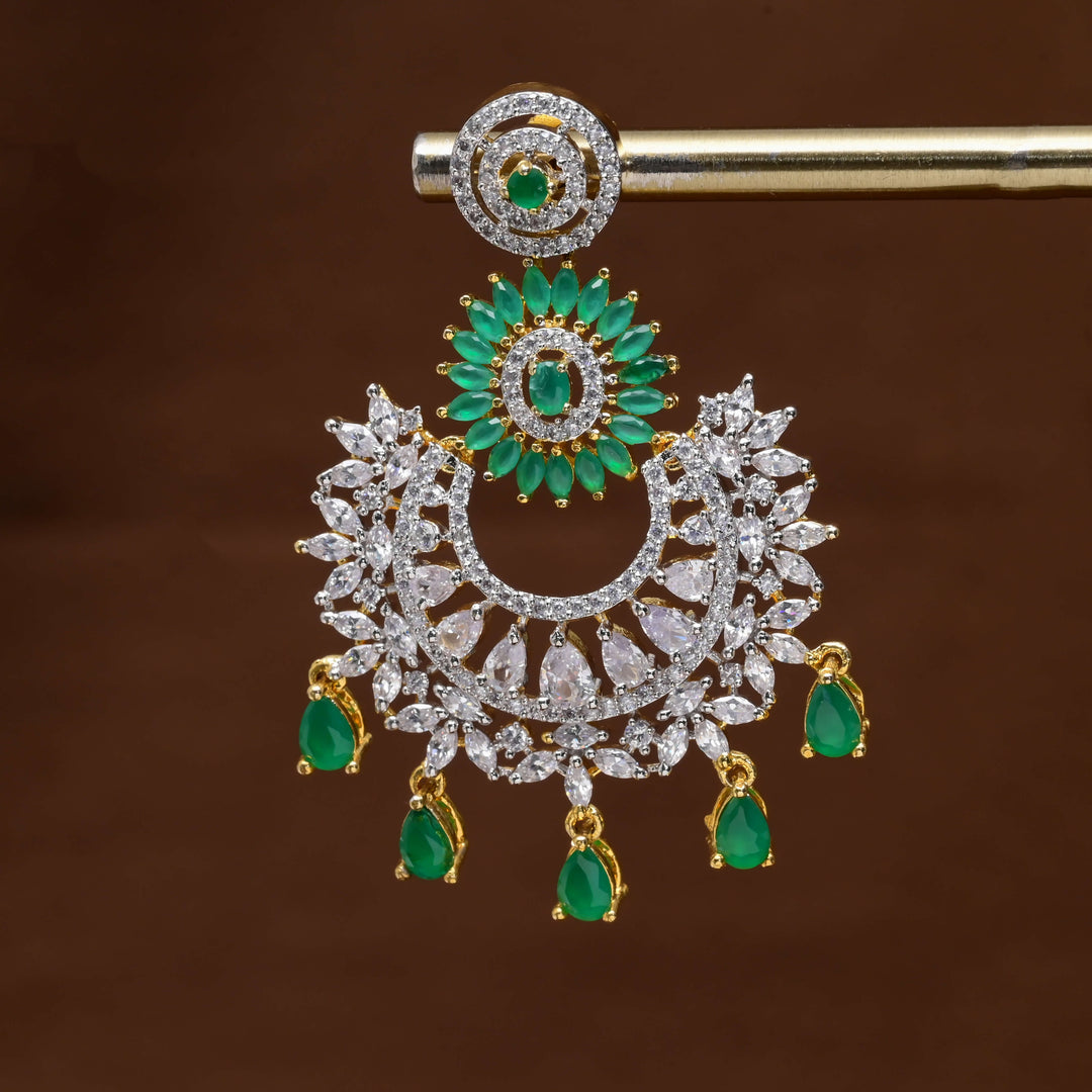 CZ Diamond Finish Chandbali Earrings