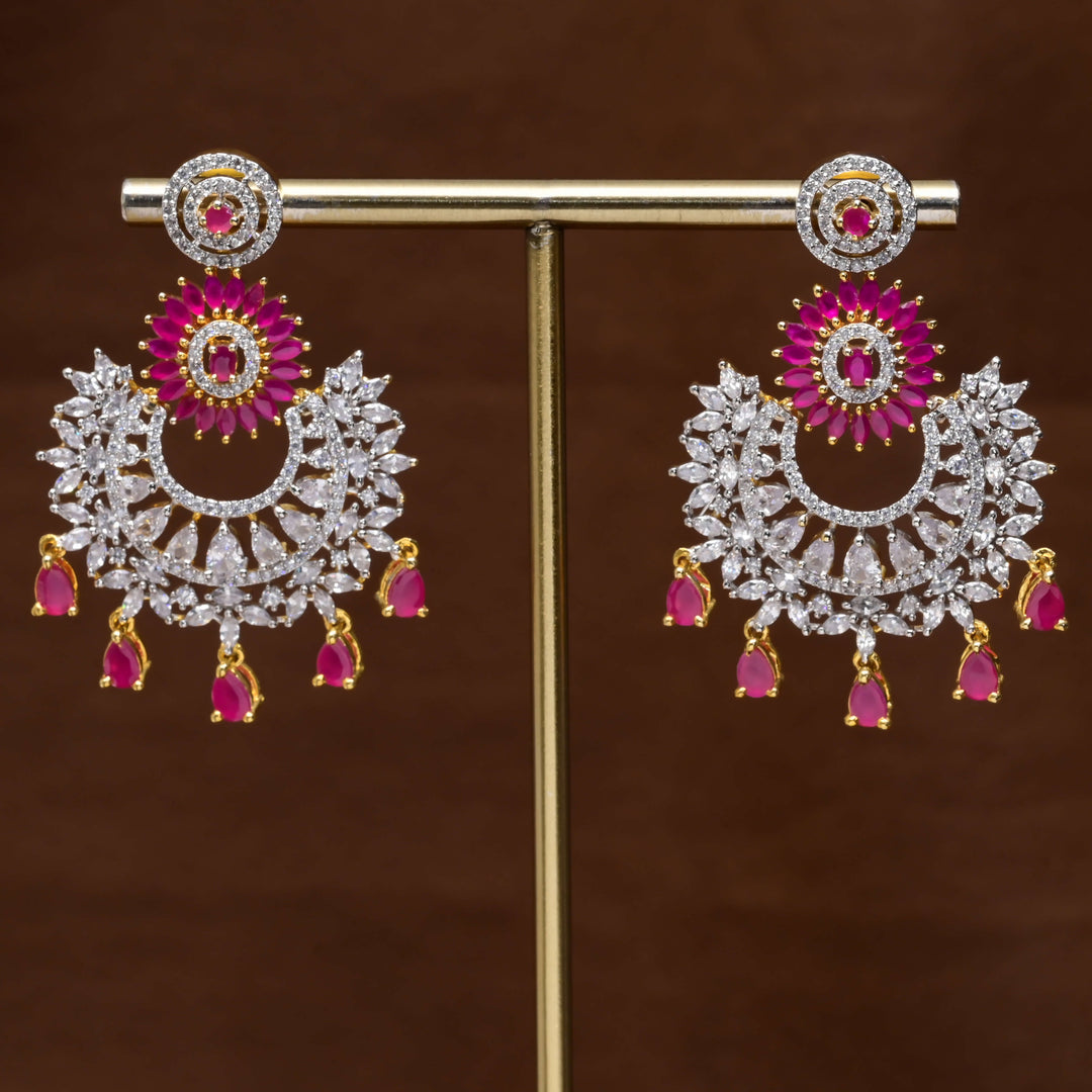 CZ Diamond Finish Chandbali Earrings
