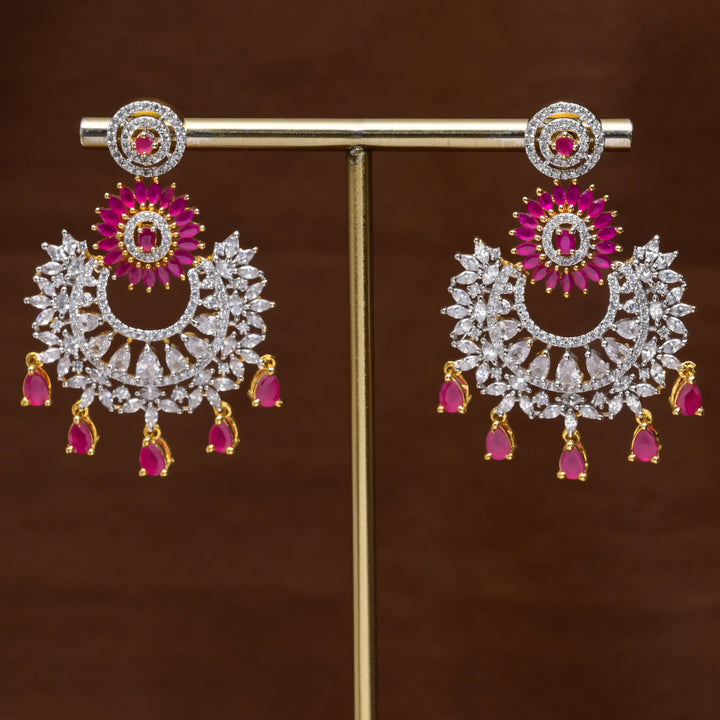 CZ Diamond Finish Chandbali Earrings