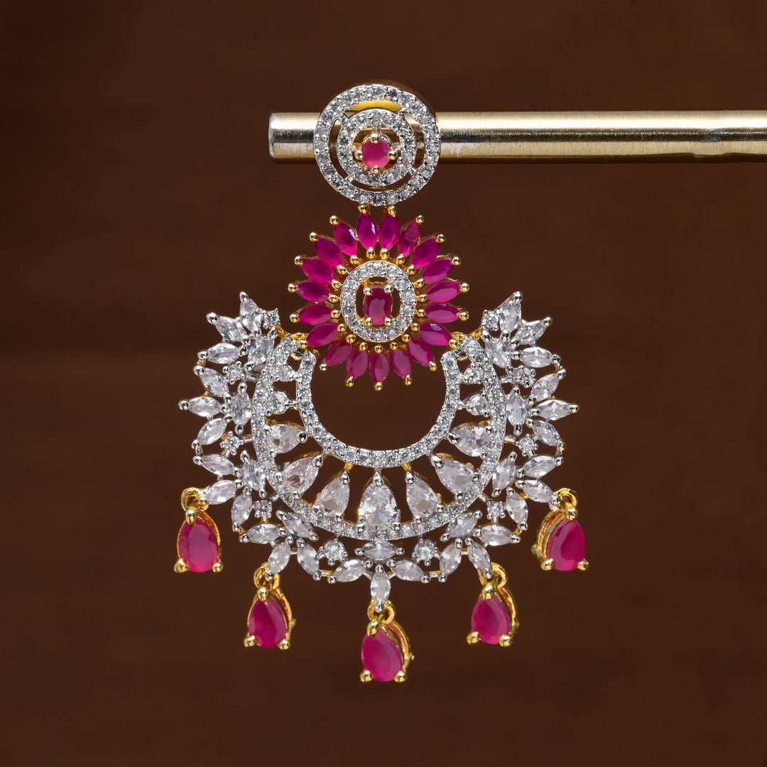 CZ Diamond Finish Chandbali Earrings