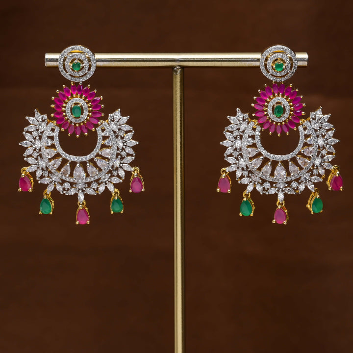 CZ Diamond Finish Chandbali Earrings