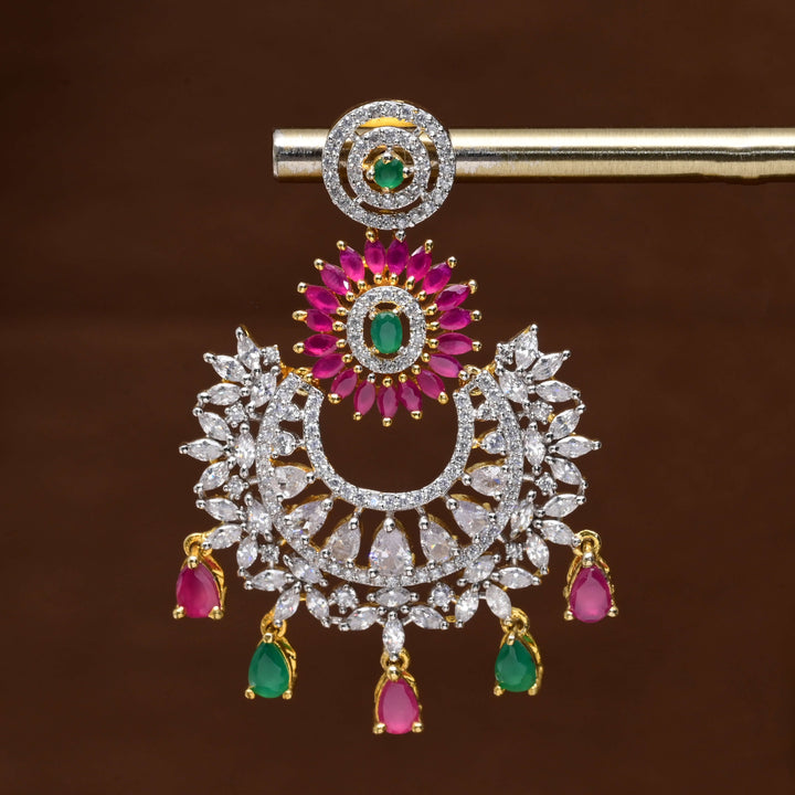 CZ Diamond Finish Chandbali Earrings