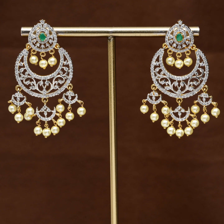 CZ Diamond Finish Chandbali Earrings