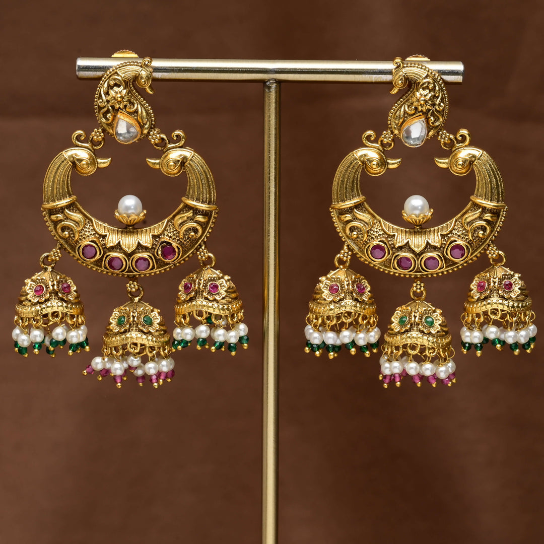 Temple Chandbali Earrings
