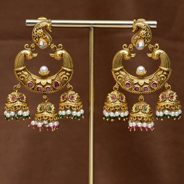 Temple Chandbali Earrings