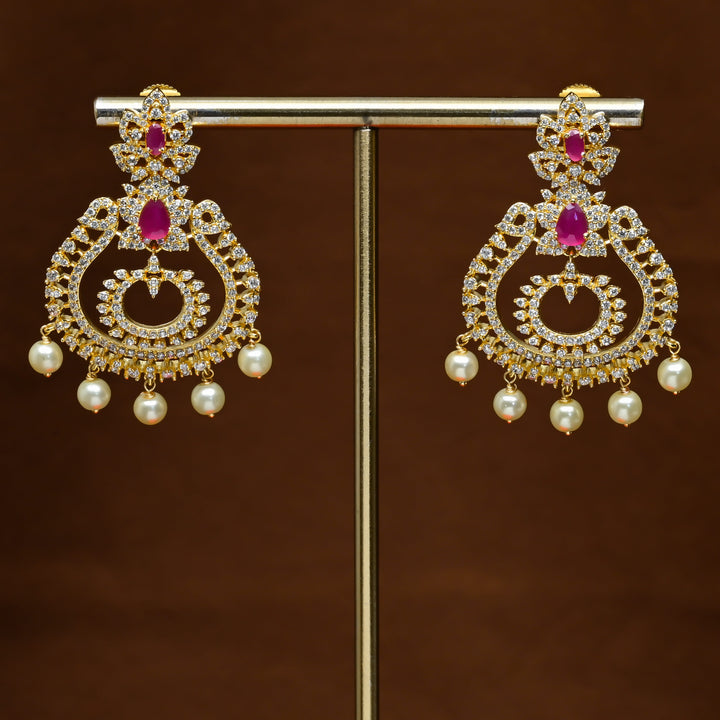 CZ Gold Finish Earrings