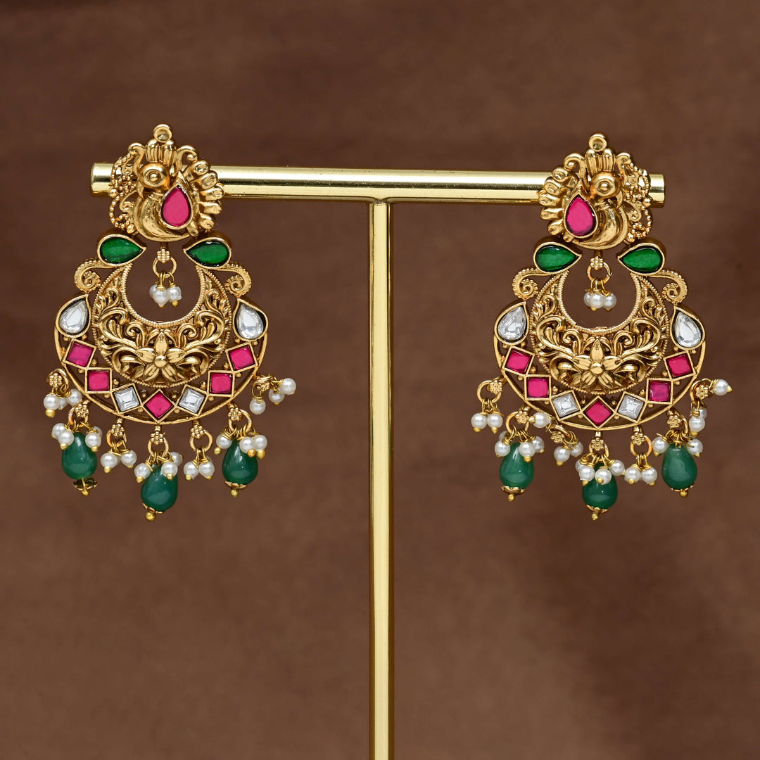 Temple Chandbali Earrings
